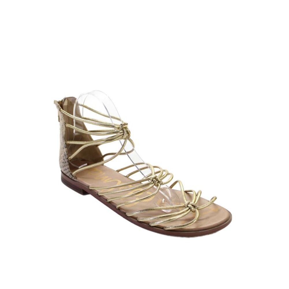 Sam Edelman Womens Leather Strappy Emi Flat Sandals Gold Size 9